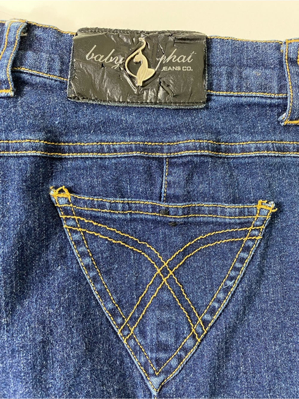 Baby Phat Dark Blue Flared Jeans with Front Seams Y2K Bootcut Stretch Denim - Picture 9 of 11